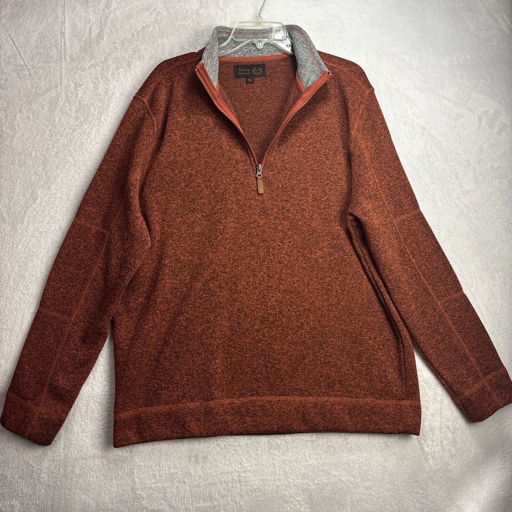 Victory Sportswear Fleece Pullover Mens XL Orange Quarter Zip Long Sleeve